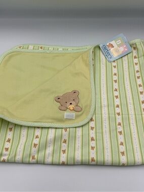 NWT Vintage Carters Baby Bear Blanket Lovey Receiving Blanket Embroidered Green